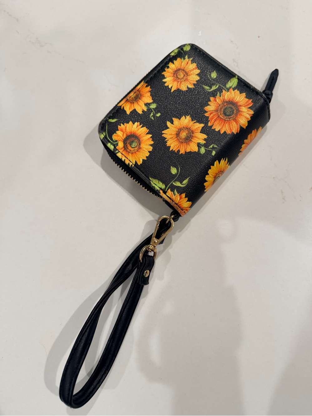 Sunflower Zip Wallet Wristlet - Black